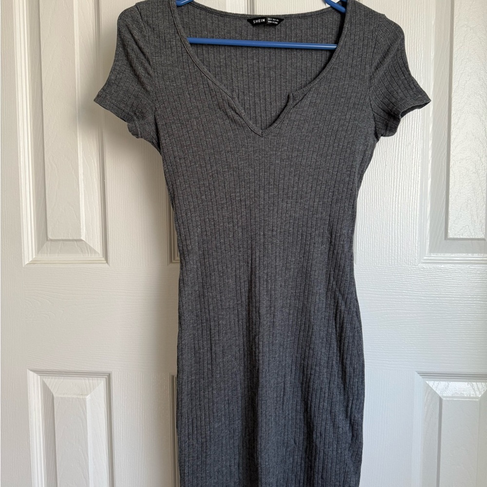 Urban Outfitters Charcoal Ribbed Mini Dress